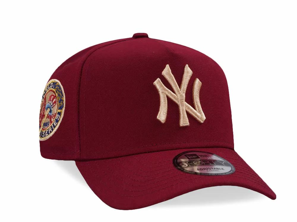 New Era New York Yankees 9FORTY A-Frame World Series Adjustable Cap in burgundy (Cardinal) and Gold